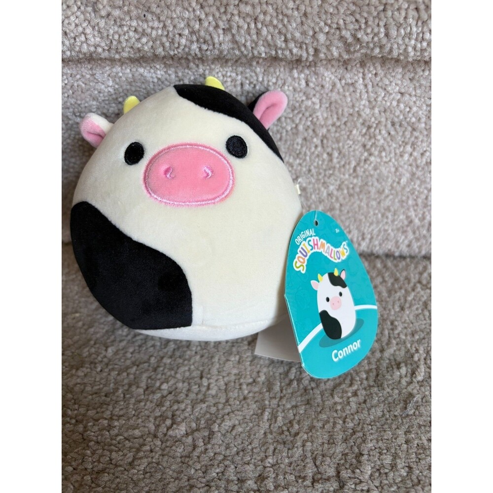 Original Squishmallows Connor Cow Plush – 7 Inch – Black/White